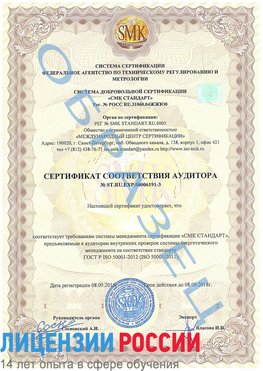 Образец сертификата соответствия аудитора №ST.RU.EXP.00006191-3 Щекино Сертификат ISO 50001